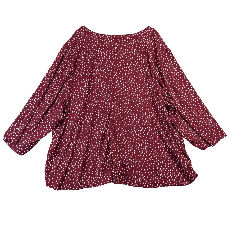 Catherines Blouse Womens 5X Red White Polka Dot Button Up Long Sleeve Casual Top - Picture 2 of 9